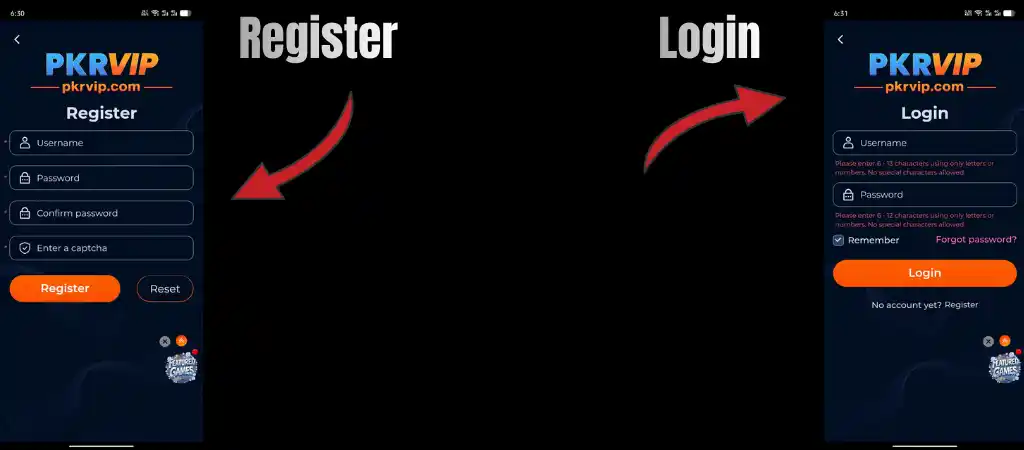 PKRVIP Game Register Login