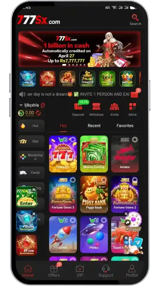 777Sx Game Interface